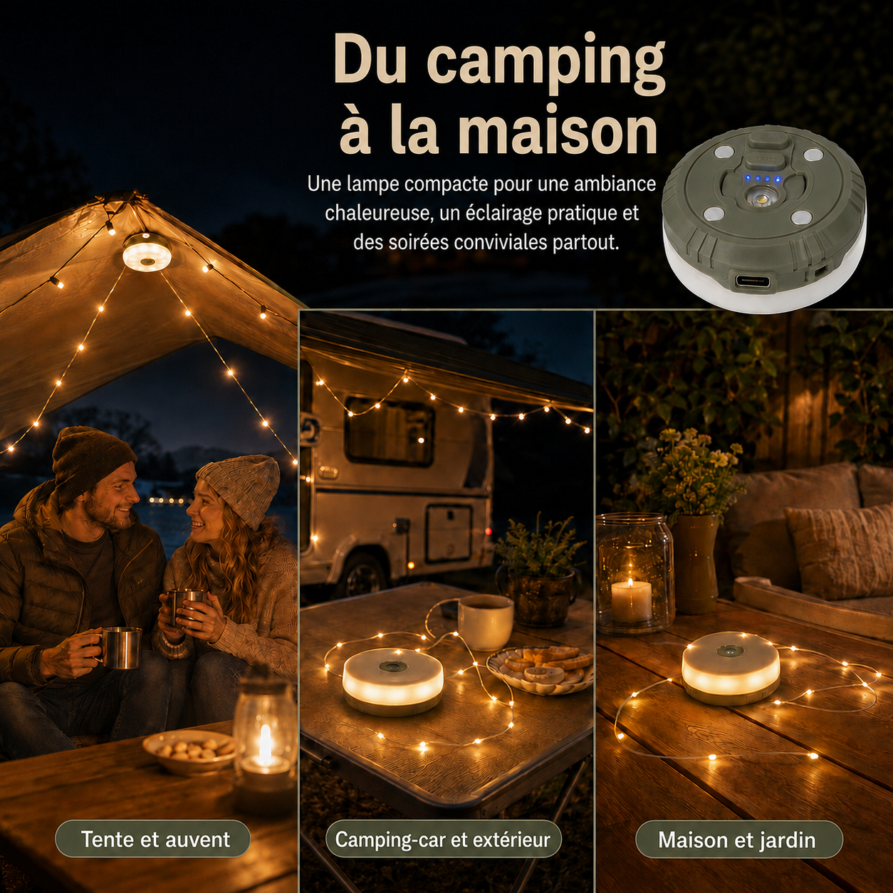 CampGlow Guirlande Lumineuse Rétractable