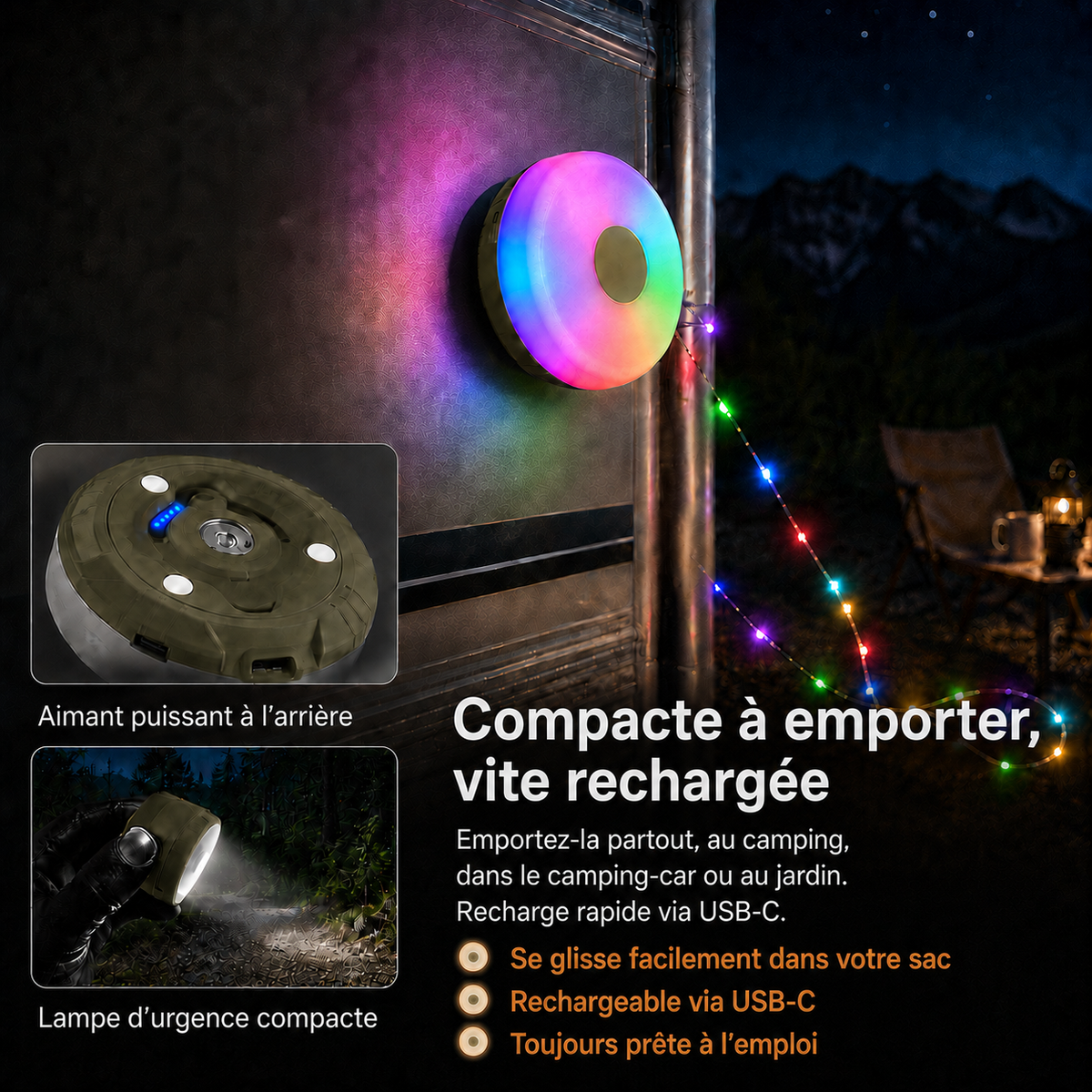 CampGlow Guirlande Lumineuse Rétractable